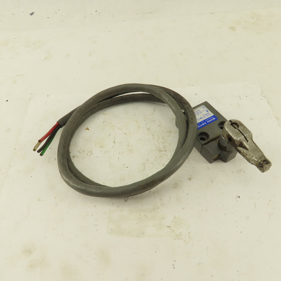Micro Switch 914CE16-3N1 5A-250VAC Arm Lever Limit Switch No Roller 36" Cable