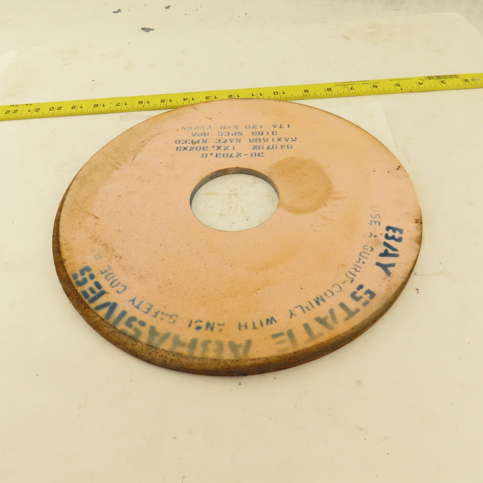 Bay State Abrasives 17A 120 N-8 VS2KS 12 x .302 x 3" Grinding Wheel 3185 RPM MAX