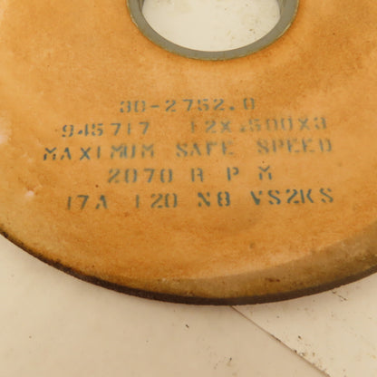 Bay State Abrasives 17A120N8VS2KS 12"x.500x3" Angled Face Grinding Wheel 2070RPM