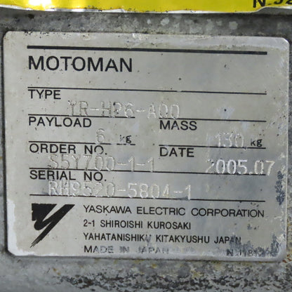 Yaskawa Motoman YR-HP6-A00 Welding Robot 6 Axis W/NX100 HP6 Controller AS IS