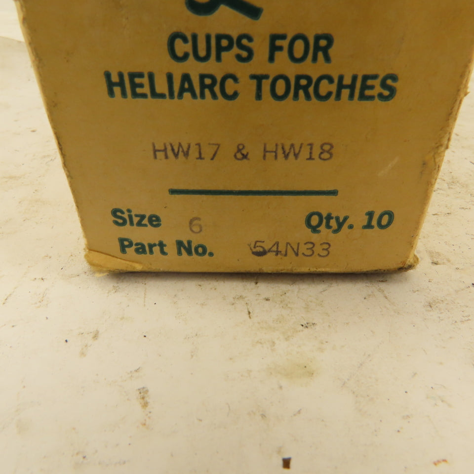 Linde 54N33 Size 6 Cups For Heliarc Torch HW17, HW18 Lot Of 9