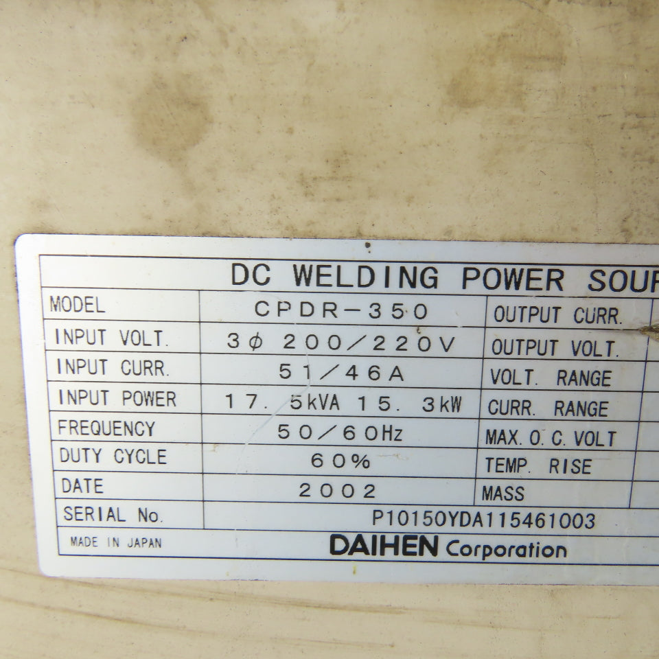 Daihen CPDR-350 DC Robotic Welding Power Source  W/IFR-101 Interface Device