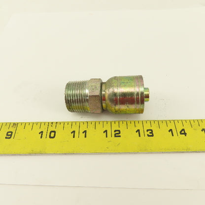 1/2" Hose -8 Crimp x 3/4-14 NPT Male Straight Hydraulic Fitting