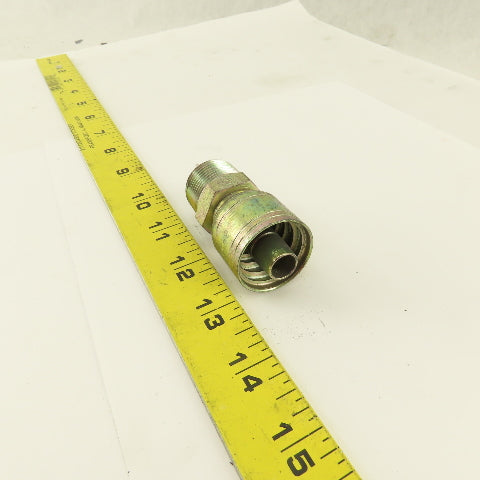 1/2" Hose -8 Crimp x 3/4-14 NPT Male Straight Hydraulic Fitting