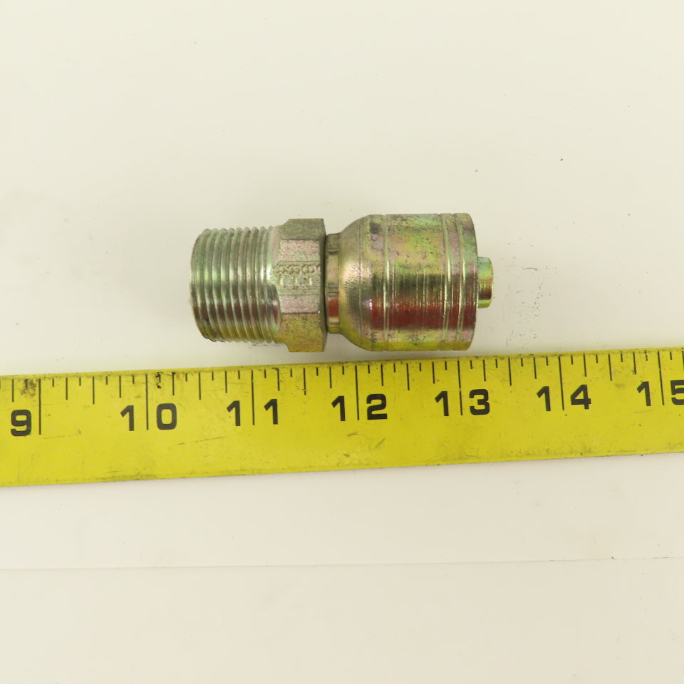 1/2" Hose -8 Crimp x 3/4-14 NPT Male Straight Hydraulic Fitting