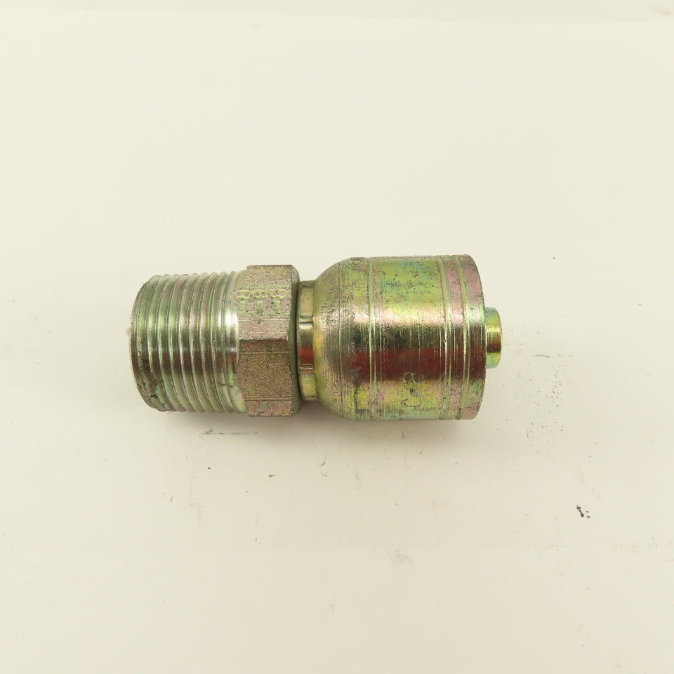 1/2" Hose -8 Crimp x 3/4-14 NPT Male Straight Hydraulic Fitting