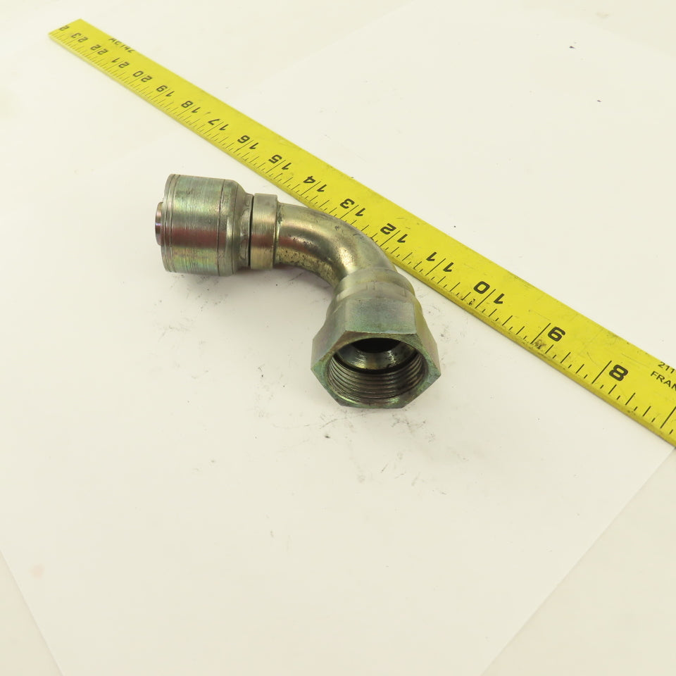 3/4" Hose (-12) x 3/4" 1-5/16-12 Female Steel 90° Elbow