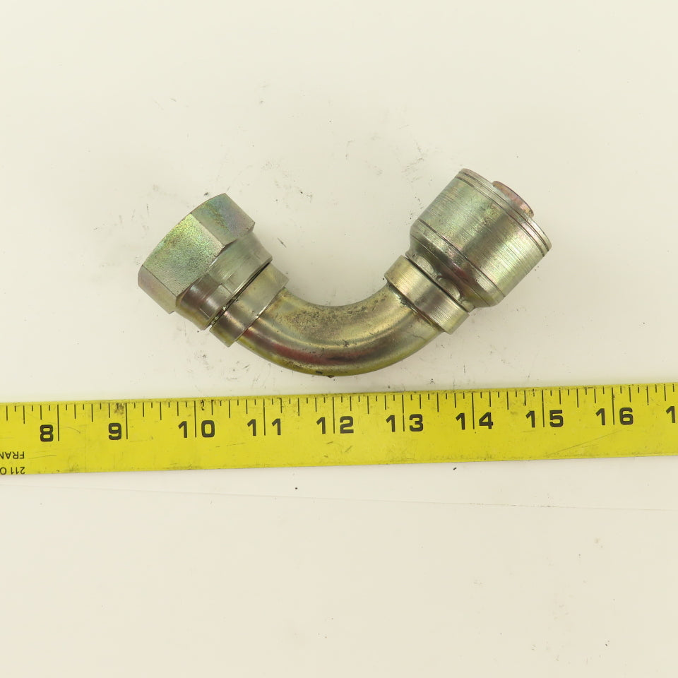 3/4" Hose (-12) x 3/4" 1-5/16-12 Female Steel 90° Elbow