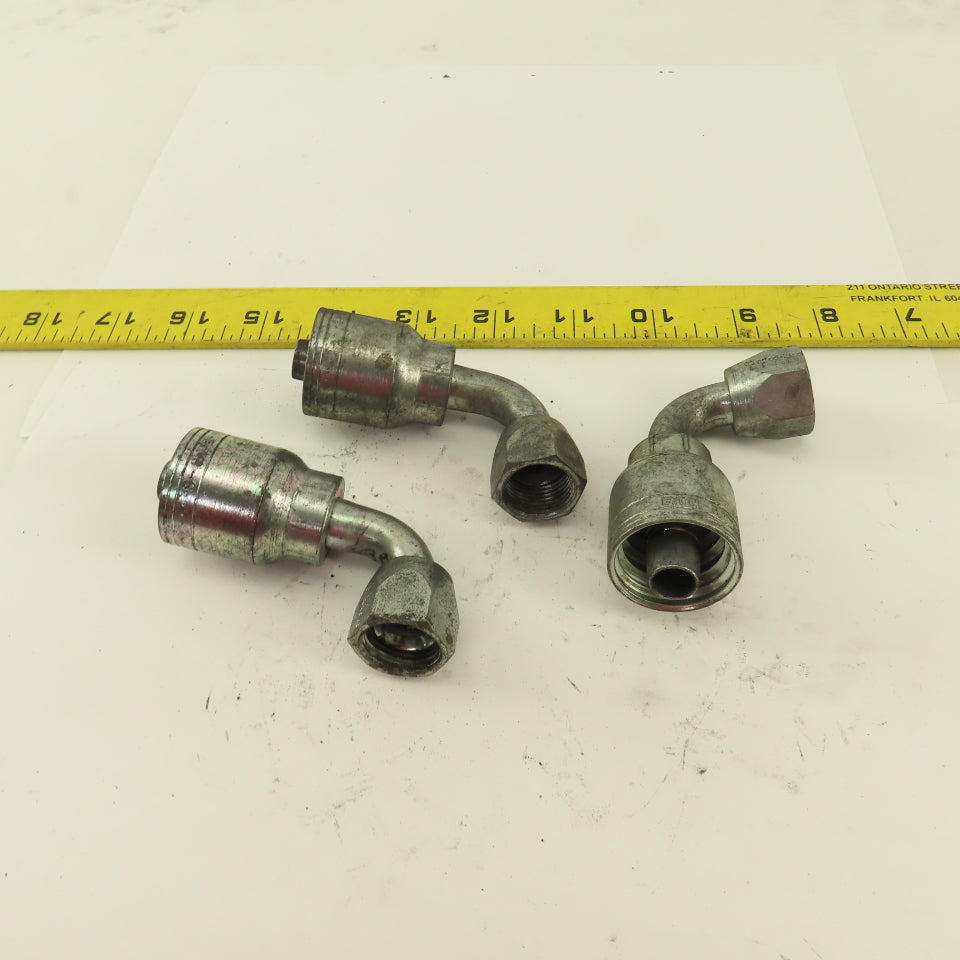 Eaton 1/2" Hose (-8) Crimp x 1/2" Female Swivel 90° Elbow Lot Of 3