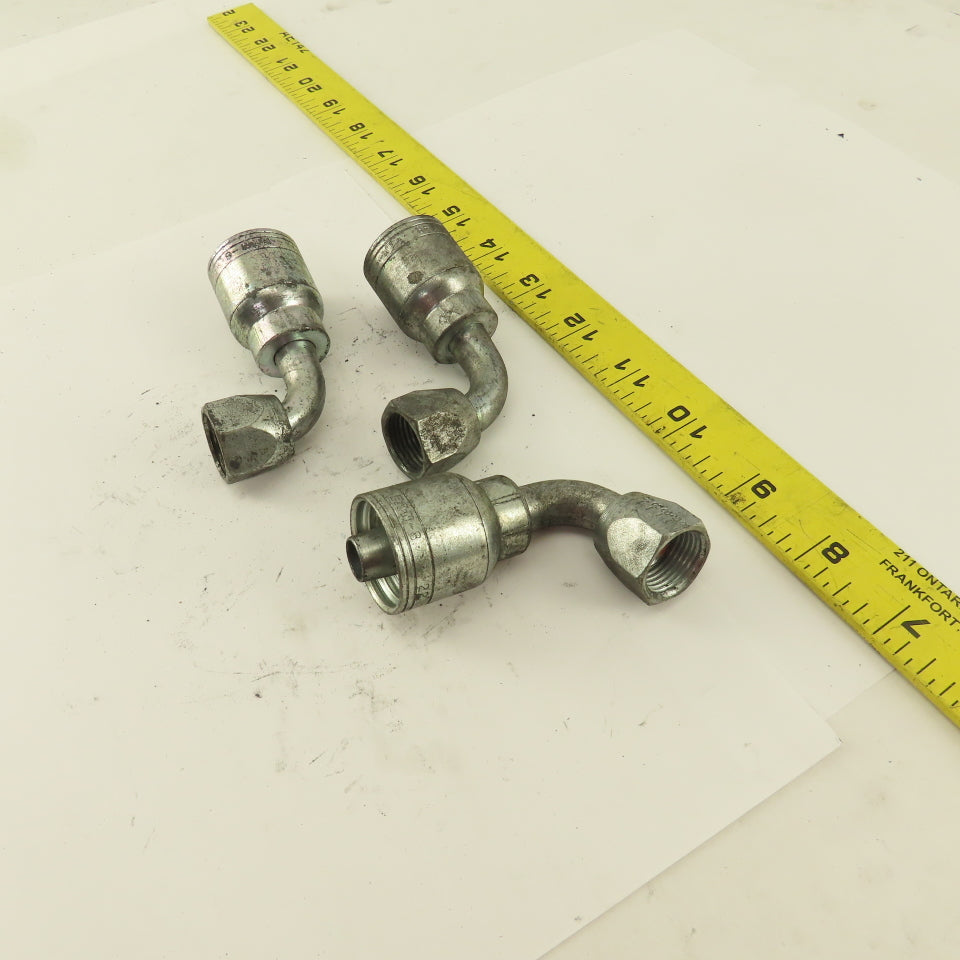 Eaton 1/2" Hose (-8) Crimp x 1/2" Female Swivel 90° Elbow Lot Of 3