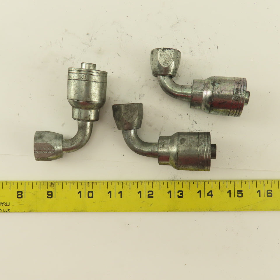 Eaton 1/2" Hose (-8) Crimp x 1/2" Female Swivel 90° Elbow Lot Of 3