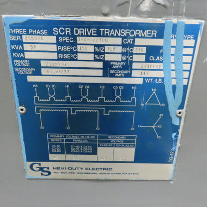 GS Hevi-Duty SCR Drive Transformer 97KVA  230/460Pri 460/277 Sec