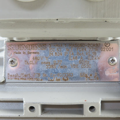 Siemens Verder VR 108.05 480V 0.2kW 3Ph 3365RPM Miniature Horizontal Pump