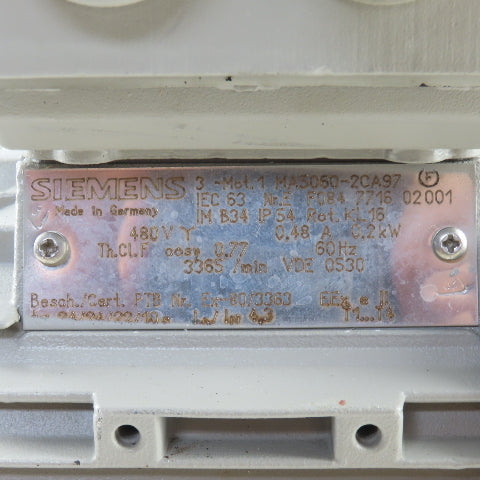Siemens Verder VR 108.05 480V 0.2kW 3Ph 3365RPM Miniature Horizontal Pump