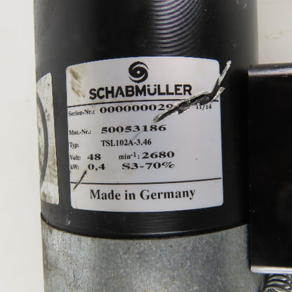 Schabmuller TSL102A-3.46 48V 0.4kW Gear Motor 46:1 Ratio 58RPM Output 3/4" Shaft