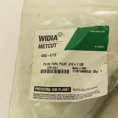 Widia 400-4112 1-1/8" Head Dia. 5/16-18 Thread Counterbore Pilot 4-1/8" OAL