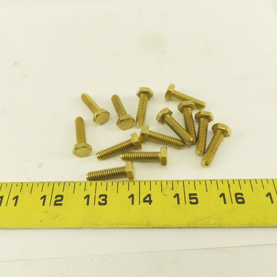 1/4-20 x 1" Full Thread Brass Hex Head Bolt Lot Of 13