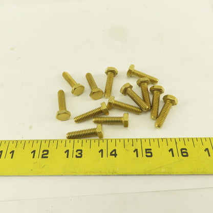 1/4-20 x 1" Full Thread Brass Hex Head Bolt Lot Of 13