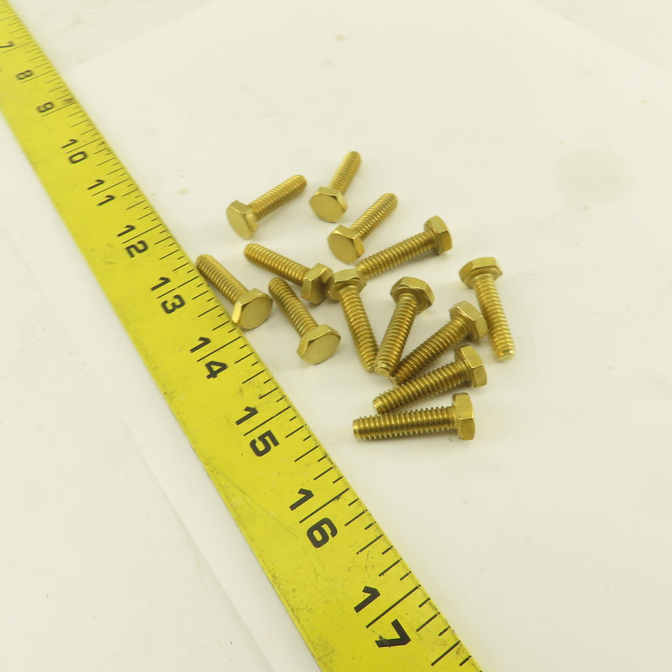 1/4-20 x 1" Full Thread Brass Hex Head Bolt Lot Of 13