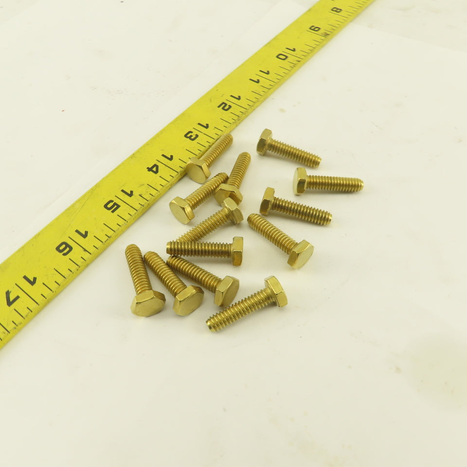 1/4-20 x 1" Full Thread Brass Hex Head Bolt Lot Of 13