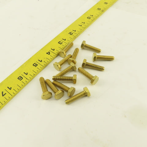 1/4-20 x 1" Full Thread Brass Hex Head Bolt Lot Of 13