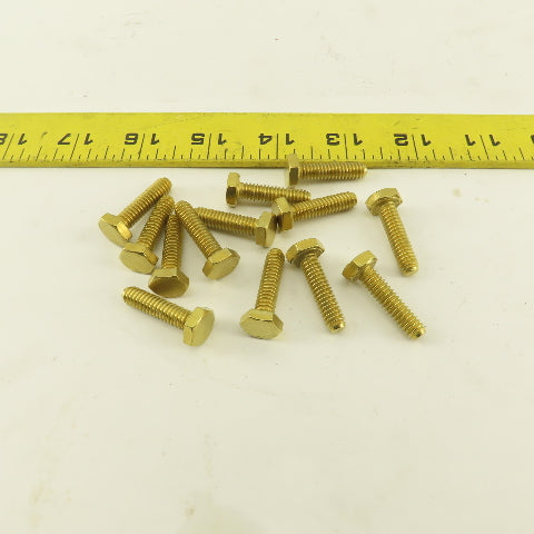 1/4-20 x 1" Full Thread Brass Hex Head Bolt Lot Of 13