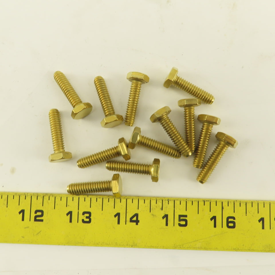 1/4-20 x 1" Full Thread Brass Hex Head Bolt Lot Of 13