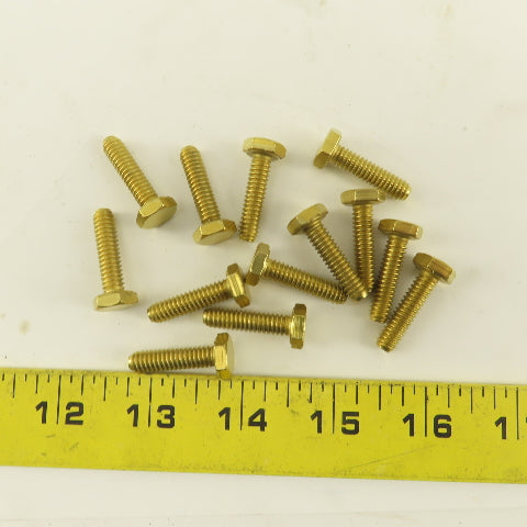 1/4-20 x 1" Full Thread Brass Hex Head Bolt Lot Of 13