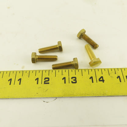 1/4-20 x 7/8"  Full Thread Brass Hex Head Bolt Lot Of 5