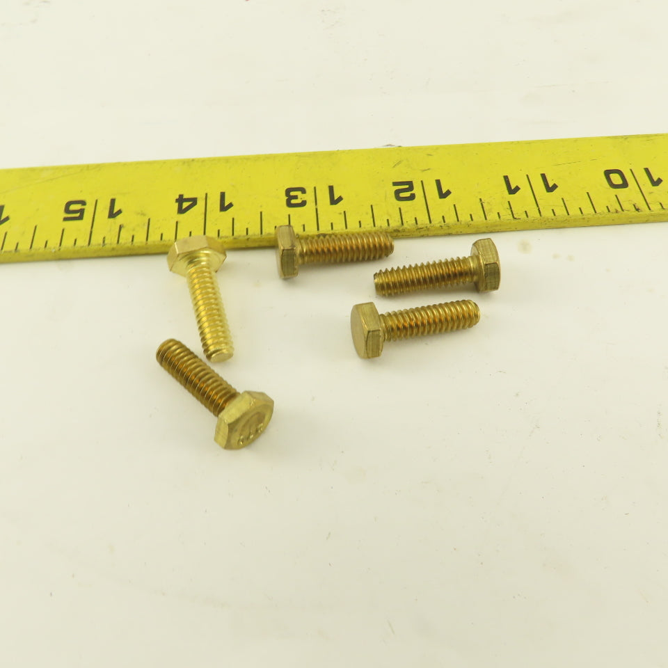 1/4-20 x 7/8"  Full Thread Brass Hex Head Bolt Lot Of 5