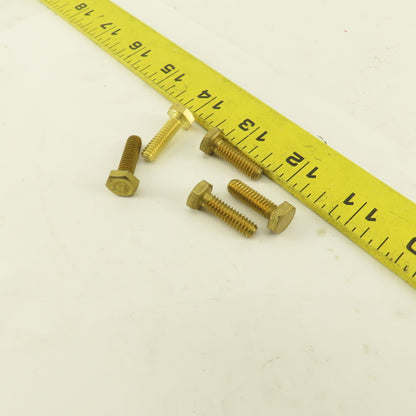 1/4-20 x 7/8"  Full Thread Brass Hex Head Bolt Lot Of 5
