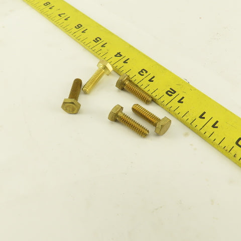 1/4-20 x 7/8"  Full Thread Brass Hex Head Bolt Lot Of 5