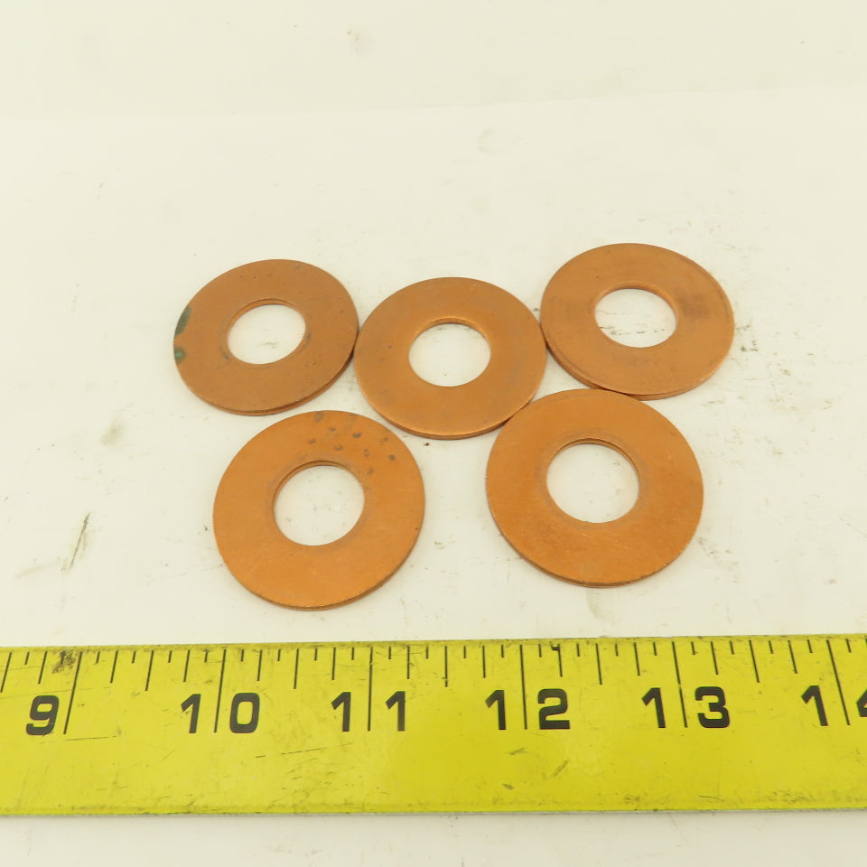 11/16" ID x 1-5/8" OD Copper Flat Washer Lot Of 5