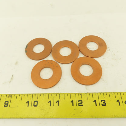11/16" ID x 1-5/8" OD Copper Flat Washer Lot Of 5