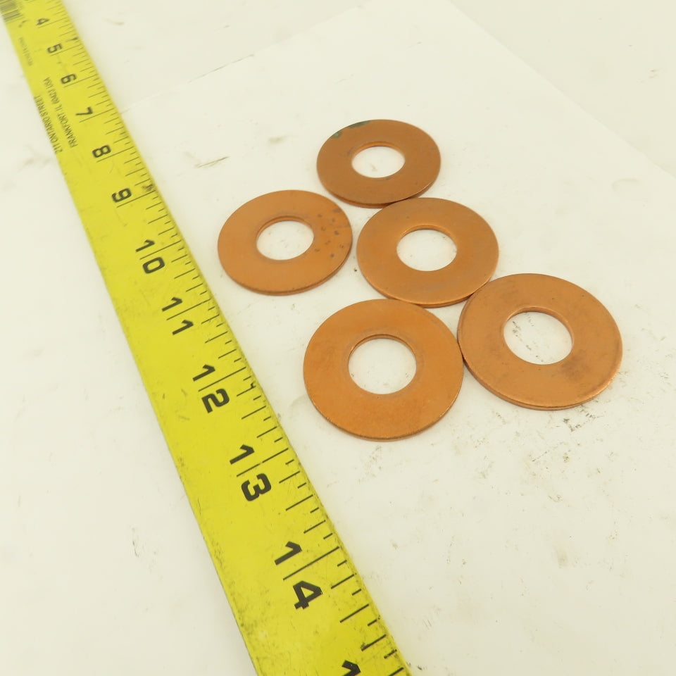 11/16" ID x 1-5/8" OD Copper Flat Washer Lot Of 5