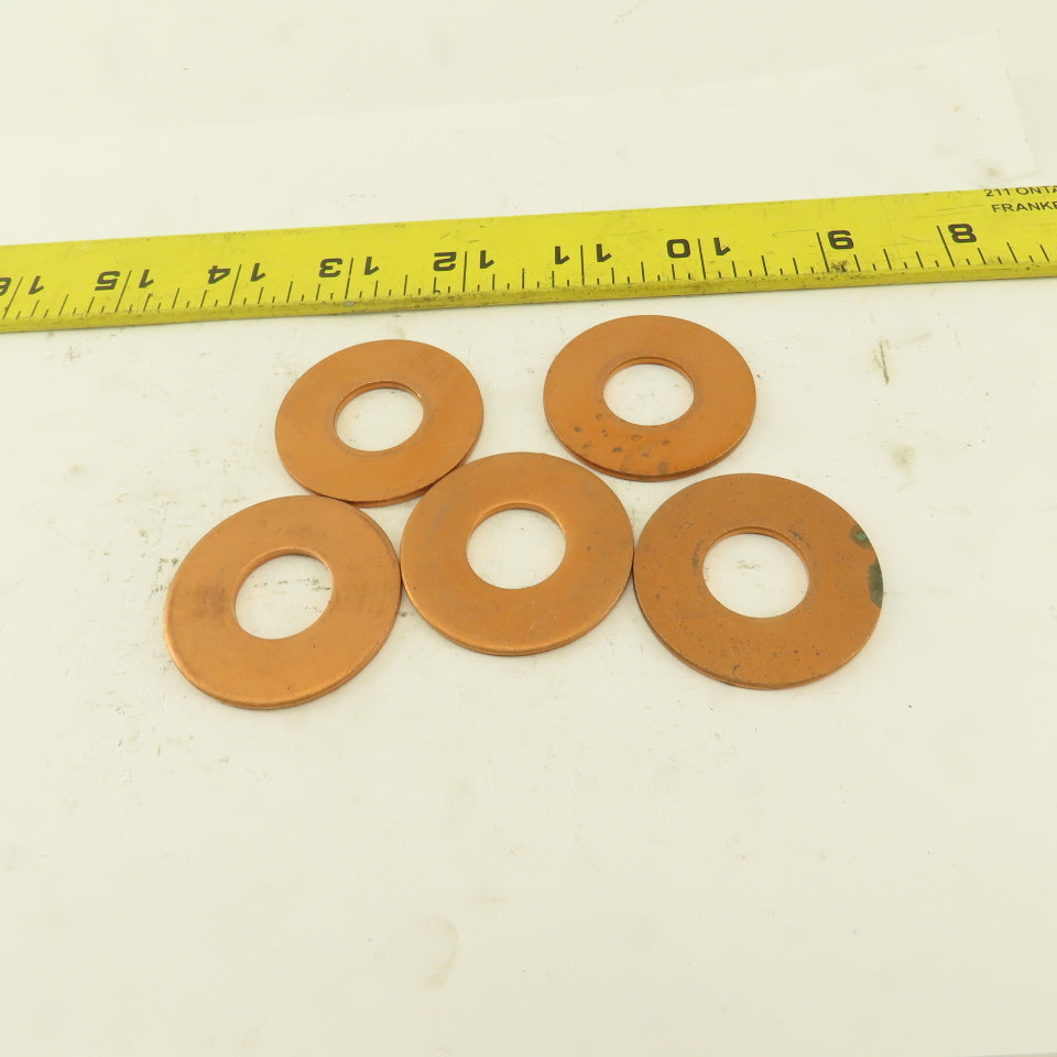 11/16" ID x 1-5/8" OD Copper Flat Washer Lot Of 5