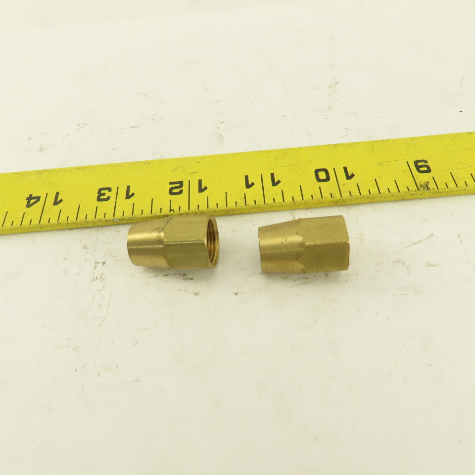 5/8-24 Threaded Brass Flare Nut 3/8" Tube Lot Of 2