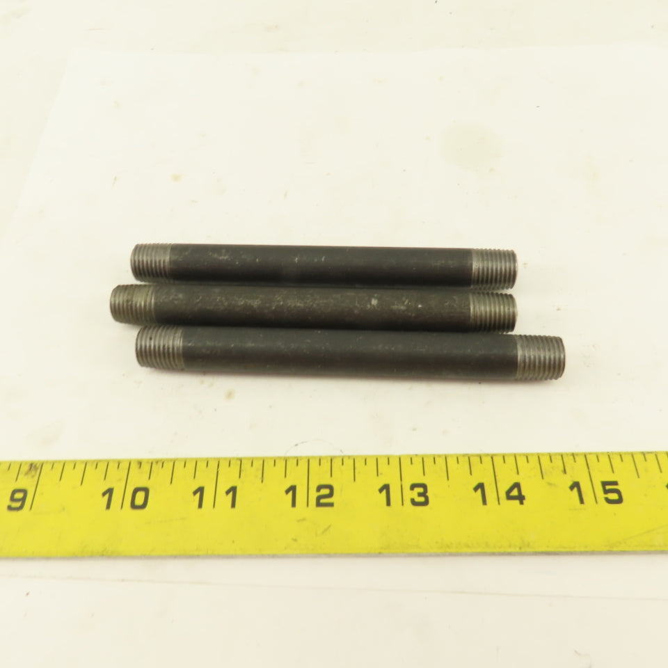 1/4" NPT x 5" Schedule 80 Black Steel Welded Pipe Nipple Lot of 3