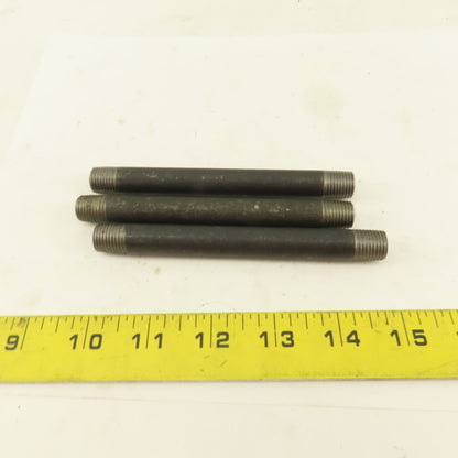 1/4" NPT x 5" Schedule 80 Black Steel Welded Pipe Nipple Lot of 3