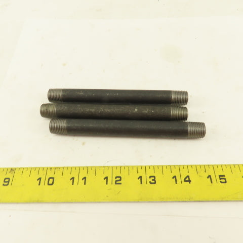 1/4" NPT x 5" Schedule 80 Black Steel Welded Pipe Nipple Lot of 3