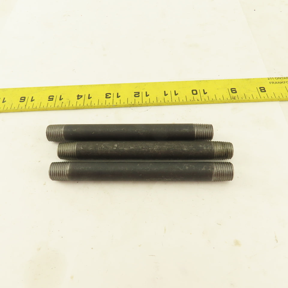 1/4" NPT x 5" Schedule 80 Black Steel Welded Pipe Nipple Lot of 3