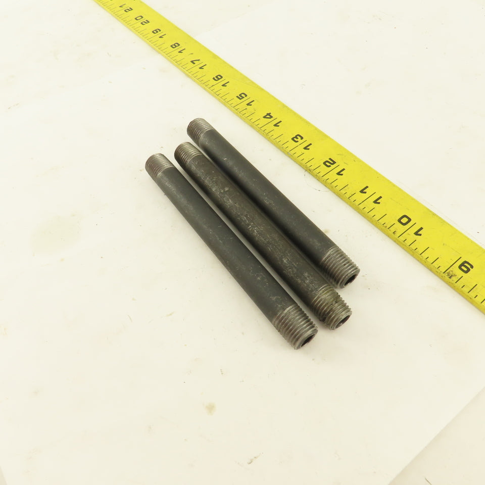 1/4" NPT x 5" Schedule 80 Black Steel Welded Pipe Nipple Lot of 3