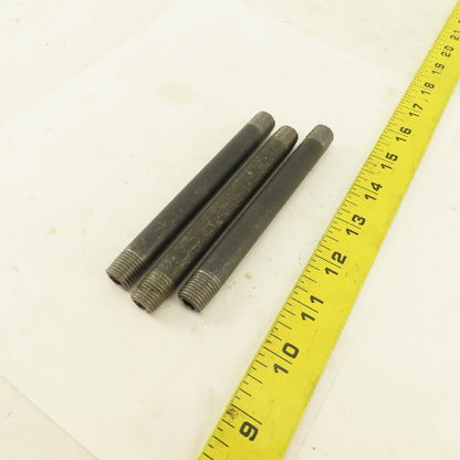 1/4" NPT x 5" Schedule 80 Black Steel Welded Pipe Nipple Lot of 3