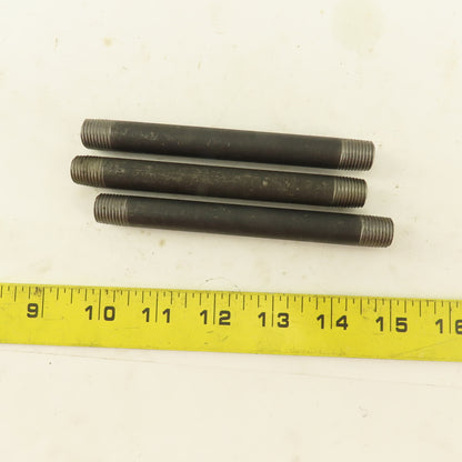 1/4" NPT x 5" Schedule 80 Black Steel Welded Pipe Nipple Lot of 3