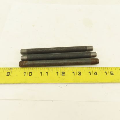 1/8" NPT x 5" Schedule 80 Black Steel Welded Pipe Nipple Lot of 3