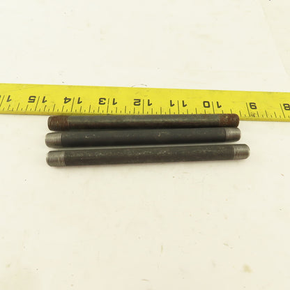 1/8" NPT x 5" Schedule 80 Black Steel Welded Pipe Nipple Lot of 3