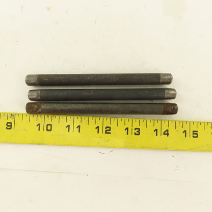 1/8" NPT x 5" Schedule 80 Black Steel Welded Pipe Nipple Lot of 3