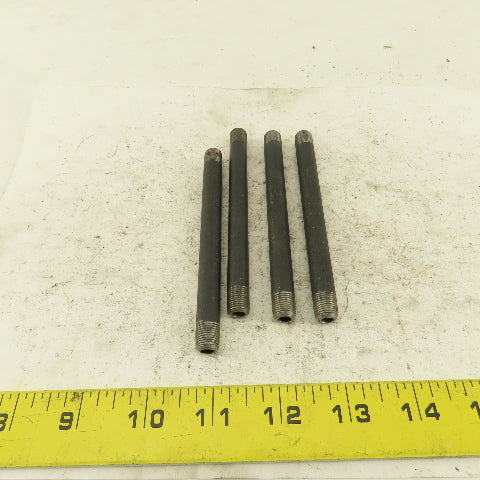 1/8" NPT x4-1/2" Schedule 80 Black Steel Welded Pipe Nipple Lot of 4