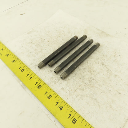 1/8" NPT x4-1/2" Schedule 80 Black Steel Welded Pipe Nipple Lot of 4