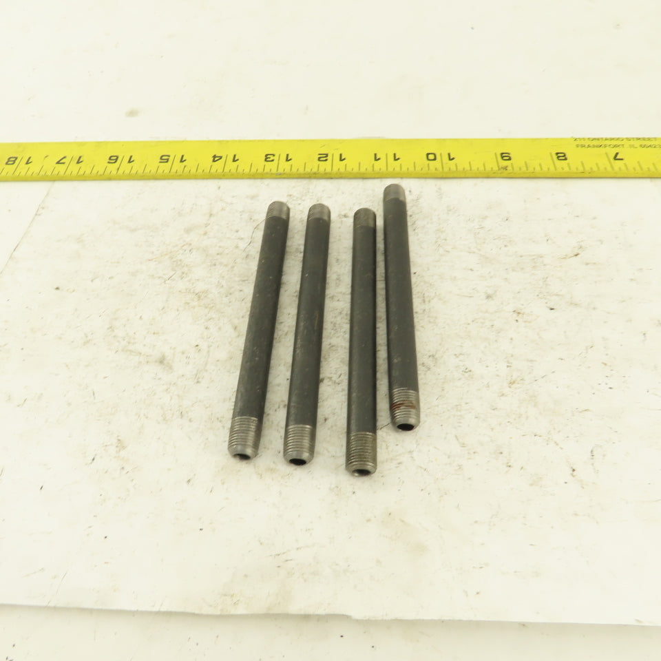1/8" NPT x4-1/2" Schedule 80 Black Steel Welded Pipe Nipple Lot of 4